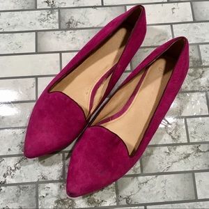Joie pink suede pointy toe loafers flats size 41